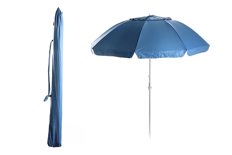 Фото Зонт пляжный с наклоном 2,2м и клапаном усиленный с винтом (28/32) голубой СИЛА